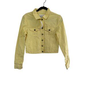 Vintage BCBGGeneration Womens Yellow Cropped Jean Jacket Size M 98% Cotton 2% Sp